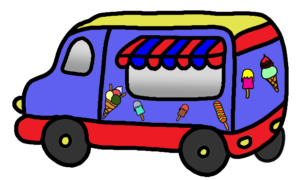 Glassou ! C'est le nom des véhicules où les doonies peuvent acheter leurs glaces ! Il y a deux glassous dans le village !